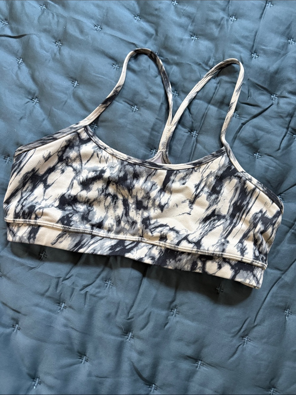 Marble-Print Power Y Bra